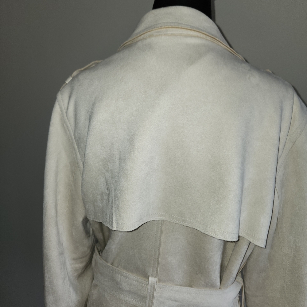 NWT Tahari Faux suede Champagne color Women's Trench Coat - Picture 5 of 8